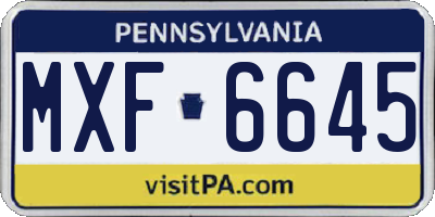 PA license plate MXF6645