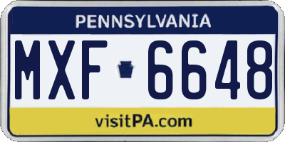PA license plate MXF6648