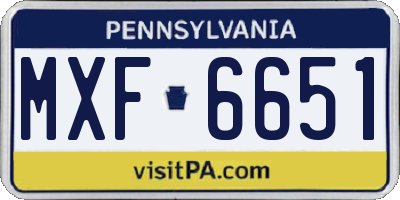 PA license plate MXF6651
