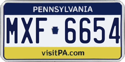PA license plate MXF6654