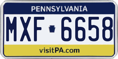 PA license plate MXF6658