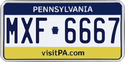 PA license plate MXF6667