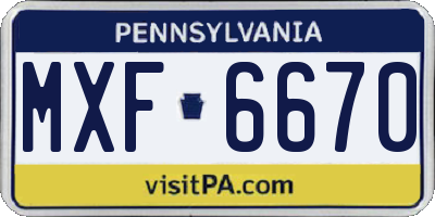 PA license plate MXF6670