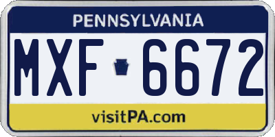 PA license plate MXF6672