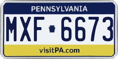 PA license plate MXF6673