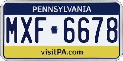 PA license plate MXF6678