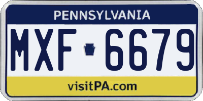 PA license plate MXF6679