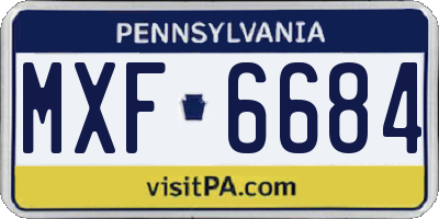 PA license plate MXF6684