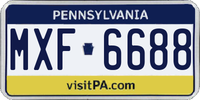 PA license plate MXF6688