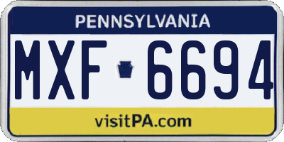 PA license plate MXF6694