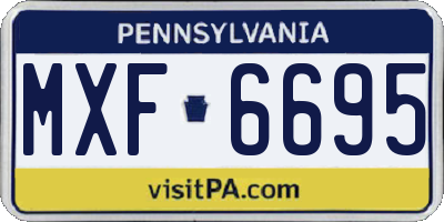 PA license plate MXF6695