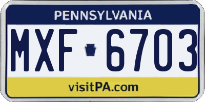 PA license plate MXF6703