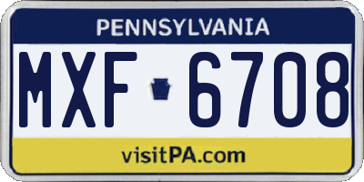 PA license plate MXF6708