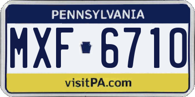 PA license plate MXF6710