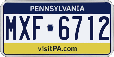 PA license plate MXF6712