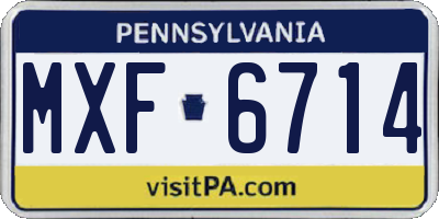 PA license plate MXF6714
