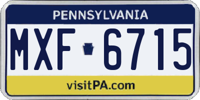 PA license plate MXF6715