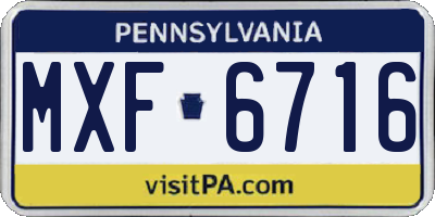 PA license plate MXF6716