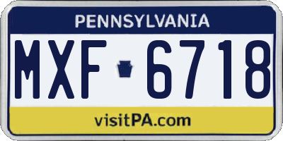 PA license plate MXF6718