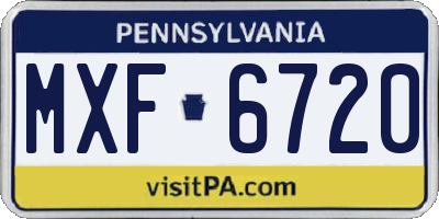 PA license plate MXF6720