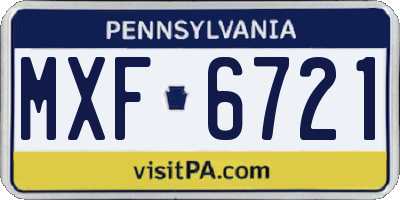 PA license plate MXF6721