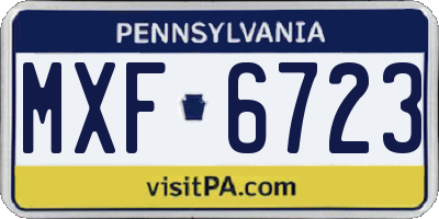 PA license plate MXF6723