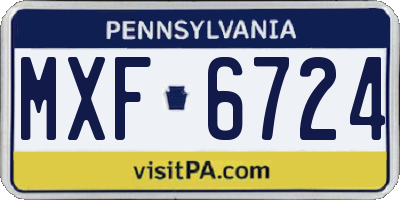 PA license plate MXF6724