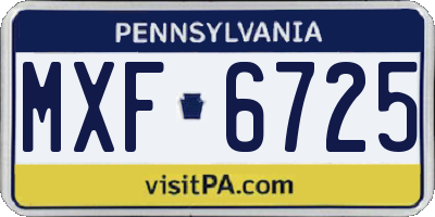 PA license plate MXF6725
