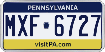 PA license plate MXF6727