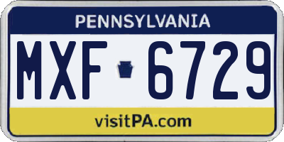 PA license plate MXF6729