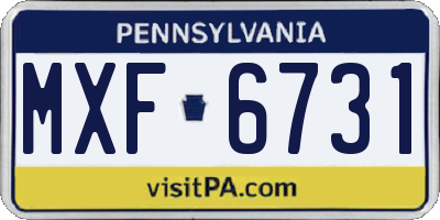 PA license plate MXF6731