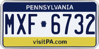 PA license plate MXF6732