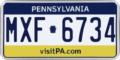 PA license plate MXF6734