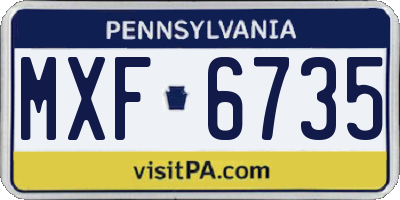 PA license plate MXF6735