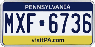 PA license plate MXF6736