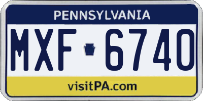 PA license plate MXF6740