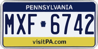 PA license plate MXF6742