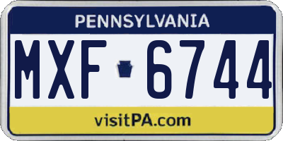 PA license plate MXF6744