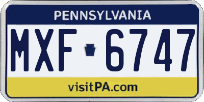 PA license plate MXF6747