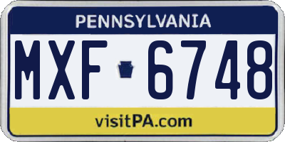 PA license plate MXF6748