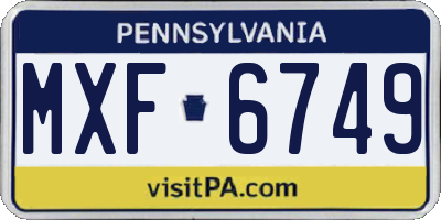 PA license plate MXF6749