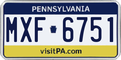 PA license plate MXF6751
