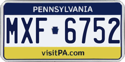 PA license plate MXF6752