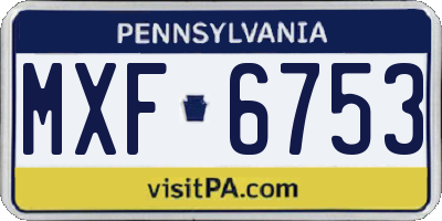 PA license plate MXF6753