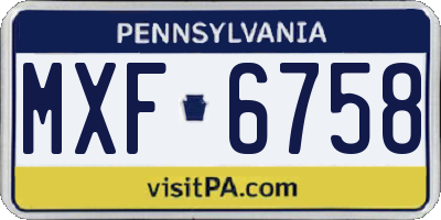 PA license plate MXF6758