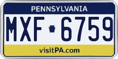 PA license plate MXF6759
