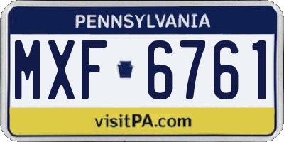 PA license plate MXF6761