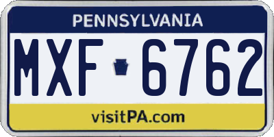 PA license plate MXF6762