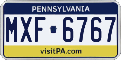PA license plate MXF6767