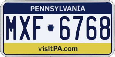 PA license plate MXF6768